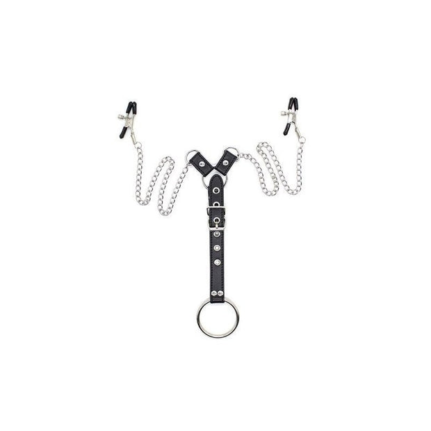 PINZE PER CAPEZZOLI CON ANELLO FALLICO COSTRITTIVO FETISH BONDAGE